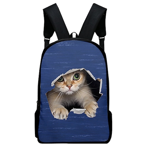 

Unisex Backpack School Bag Commuter Backpack Oxford Cloth Canvas Cat Animal Large Capacity Cushion Zipper School Daily Sillver Gray Wine Blue Black Army Green
