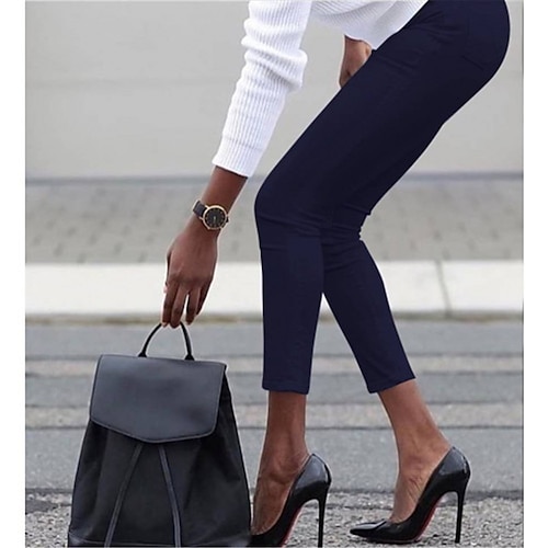 

Women's Dress Pants Skinny Pants Trousers Wine Navy Blue Grey High Waist Fashion Classic Office Daily Stretchy Full Length Comfort Solid Color S M L XL XXL