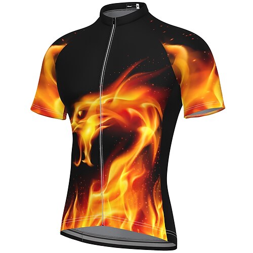 

21Grams Men's Cycling Jersey Short Sleeve Bike Jersey Top with 3 Rear Pockets Mountain Bike MTB Road Bike Cycling Breathable Quick Dry Moisture Wicking Soft Yellow Graphic Polyester Spandex Sports