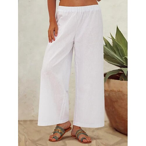

Per donna A zampa Pantaloni Simillino Bianco Grigio Di tendenza Informale Fine settimana A zampa Lunghezza intera Comfort Liscio S M L XL XXL