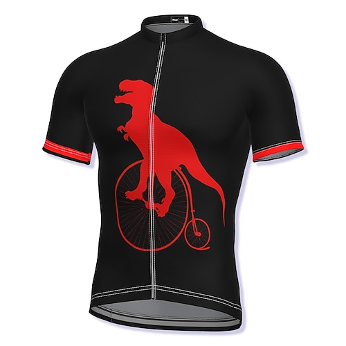 

21Grams Men's Cycling Jersey Short Sleeve Bike Jersey Top with 3 Rear Pockets Mountain Bike MTB Road Bike Cycling Breathable Quick Dry Moisture Wicking Soft Green Blue Red Graphic Dinosaur Polyester