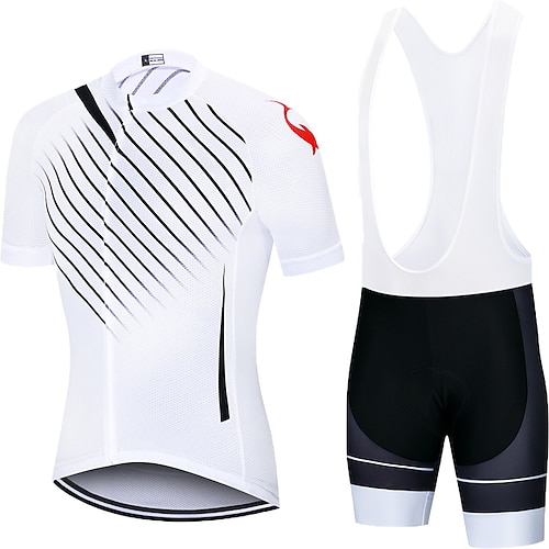 

Per uomo Maglia con salopette corta da ciclismo Manica corta Ciclismo da montagna Cicismo su strada Nero Bianco Strisce Bicicletta Completo tuta Protezione UV Traspirante Design anatomico