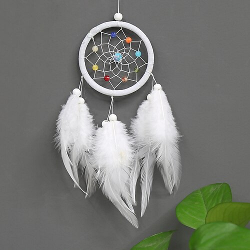 

Boho Dream Catcher Handmade Gift Wall Hanging Decor Art Ornament Craft Feather Openwork Flower Bead for Kids Bedroom Wedding Festival 307.5cm