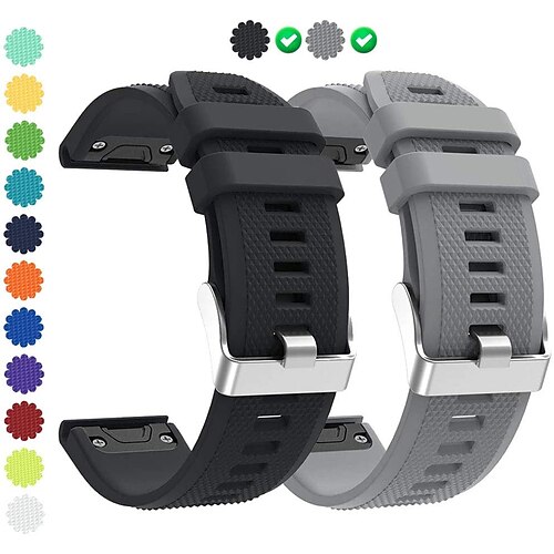 

2 PCS Smart Watch Band for Garmin Approach S60 Garmin Quatix 5 Forerunner 945 Forerunner 935 Garmin Fenix 6 Silicone Smartwatch Strap Soft Breathable Sport Band Replacement Wristband