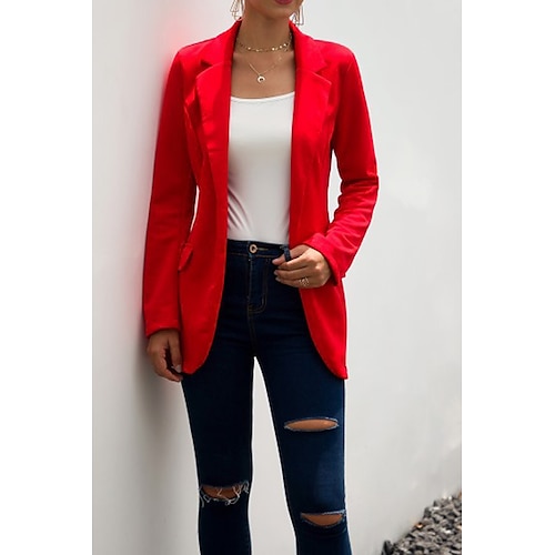 

Women's Open Front Blazer Solid Colored Causal Holiday Black / Blue / Red S / M / L