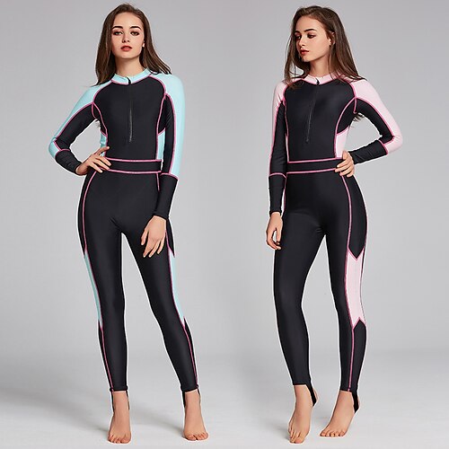 

SBART Women's Rash Guard Dive Skin Suit UV Sun Protection UPF50 Breathable Full Body Lycra Swimsuit Front Zip Swimming Diving Surfing Snorkeling Patchwork Autumn / Fall Spring Summer / Stretchy