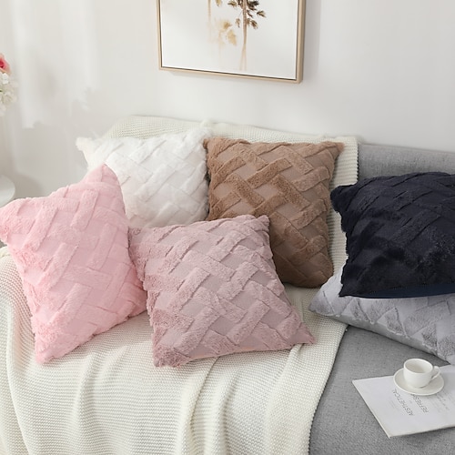 

Double Side 1 Pc Solid Colored Cushion Cover Print 45x45cm Faux Linen for Sofa Bedroom