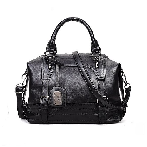 Women's 2022 Handbags PU Leather Top Handle Bag Date Office & Career Black Gray Pink Brown