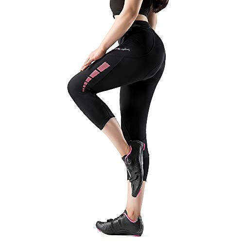 

cycling shorts women 3d padded 3/4 bike shorts anti-slip bicycle capris for women long trousers breathable & quick dry pink xxl alita