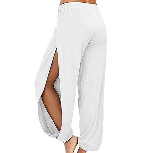 

Women's Harem Pants High Waist Slit Zumba Yoga Fitness Pants Bloomers Bottoms White Black Green Sports Activewear Micro-elastic Loose / Casual / Athleisure