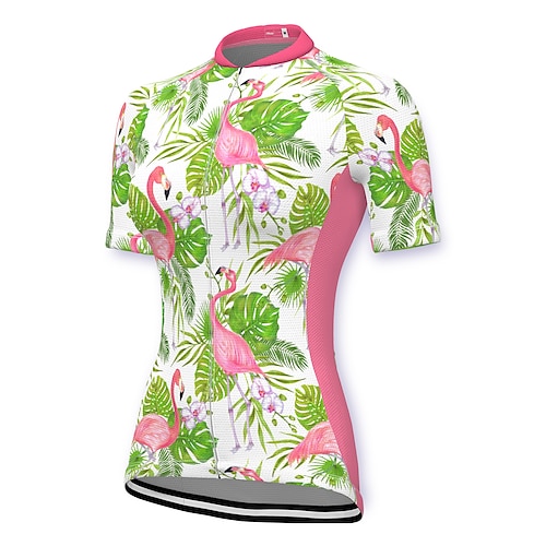 

21Grams Women's Cycling Jersey Short Sleeve Bike Jersey Top with 3 Rear Pockets Mountain Bike MTB Road Bike Cycling Fast Dry Breathable Quick Dry Moisture Wicking Rosy Pink Flamingo Floral Botanical