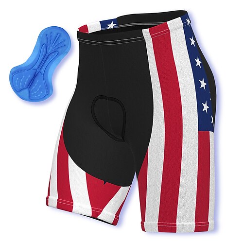 

21Grams Men's Bike Shorts Cycling Shorts Bike Shorts Pants Mountain Bike MTB Road Bike Cycling Sports Graphic American / USA National Flag 3D Pad Cycling Breathable Quick Dry Red Polyester Spandex