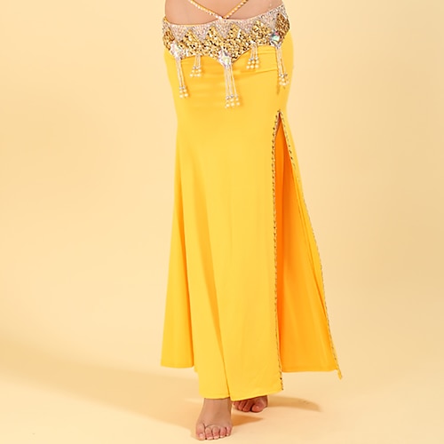 

Belly Dance Skirts Beading Solid Splicing Women's Training Performance Natural Polyester