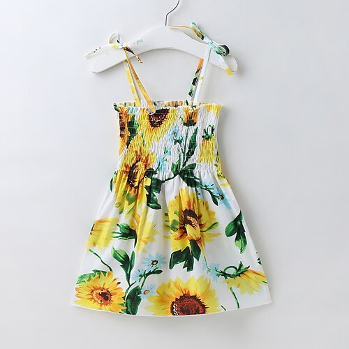 2021 amazon hot-selling girls dress ins hot new sunflower sling dress one drop shipping