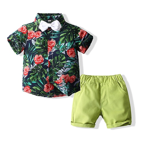 

Bambino Da ragazzo Giornata universale dell'infanzia Camicia e pantaloncini Pantaloncini Completo Manica corta Verde Foglia tropicale Rosa Floreale Stampa Cotone Compleanno Festival Essenziale
