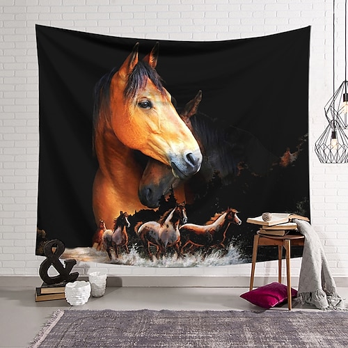 

3D Animal Wall Tapestry Art Decor Blanket Curtain Hanging Home Bedroom Living Room Decoration Polyester Horse