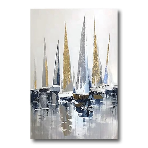 

Oil Painting Hand Painted Canvas Abstract Comtemporary Modern High Quality Sailboats Seascape Art Deco (no frame)