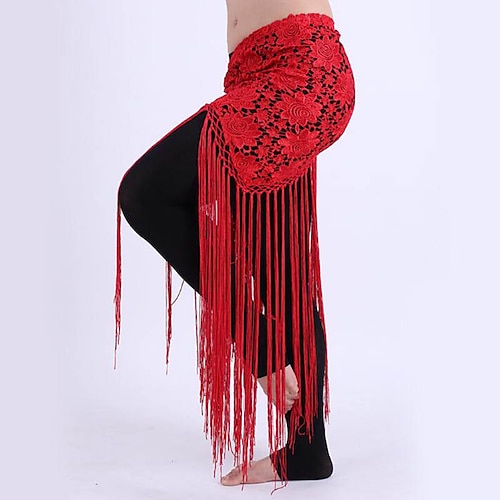 

Belly Dance Belt Lace Printing Tassel Women's Training Performance High Elastane