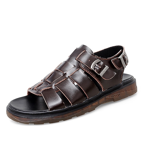 

Herre Sko Sandaler Retro Penny Loafers Fritid Daglig Gange Elastisk stoff Pustende Rødbrun Svart Sommer Vår