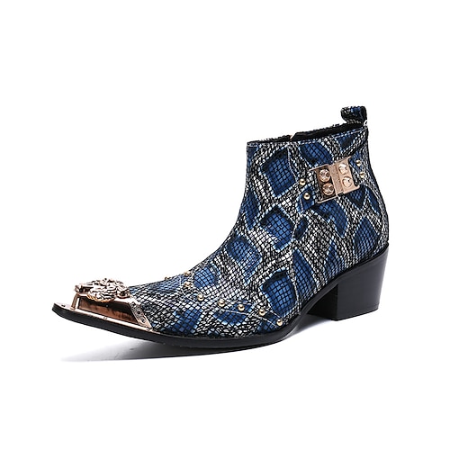 

Men's Boots Retro Fashion Boots Bootie Vintage Business British Daily Party & Evening Leather Breathable Non-slipping Wear Proof Booties / Ankle Boots Dark Blue Gradient Fall Spring