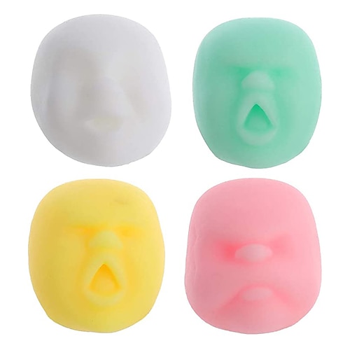 

4pcs Vent Human Face Ball Soft Stretchy Face Toy Emotion Vent Doll Emotion Vent Stress Playthings Party Favor for Adult Boy Girl (Random Style)