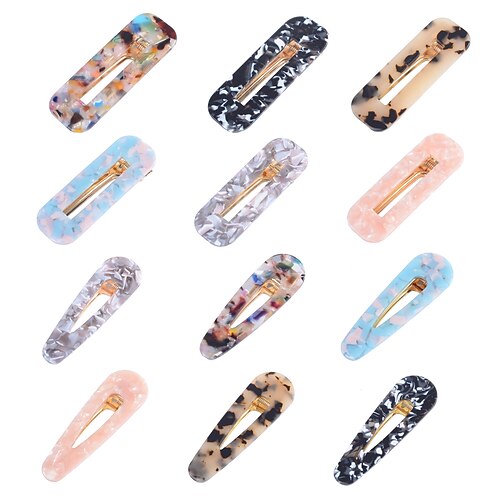 

european and american cross-border amazon acetate hairpin side clip marble effect acrylic sheet hair accessories candy color hairpin