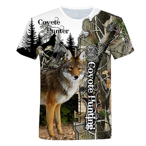 

Herre Jagt-T-shirt camouflage Hjort Kortærmet Udendørs Sommer Påførelig Hurtigtørrende Åndbart Blød Bomuld Campering & Vandring Jagt Fiskeri Gul Grøn Brun