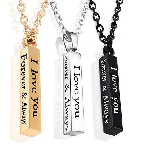 

stainless steel wishing column pendant necklace black silver gold pillar necklace couple jewelry new accessories