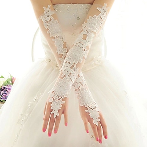 

Mesh Elbow Length Glove Gloves With Appliques / Solid Wedding / Party Glove