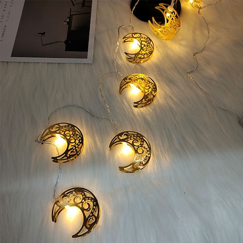 

Ramadan Eid Lights Eid Mubarak Moon String Lights Ramadan 1.5M 10LEDs Battery Operated Islamic Muslim Party Eid Home Garden Decoration Fairy Lights