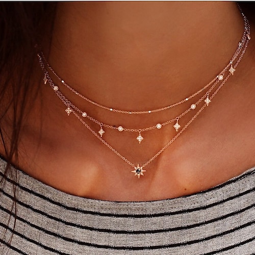 

multi-layer star pendant necklace handmade necklace combination