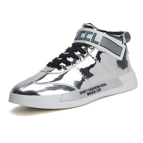 

Men's Sneakers Skate Shoes High Top Sneakers Casual Daily Party Evening Disco Dance Patent Leather Silver Black Gold Fall Spring