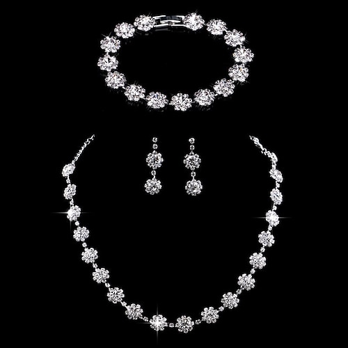 

1 set Jewelry Set Bridal Jewelry Sets For Women's Wedding Anniversary Party Evening Rhinestone Alloy Tennis Chain Flower / Gift
