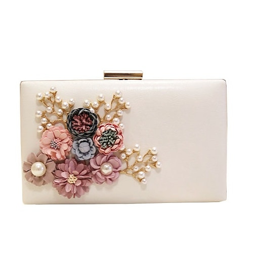

Women's Evening Bag Wedding Bags Handbags Evening Bag PU Leather Flower Solid Colored Floral Print Party Event / Party Party & Evening White Black Peach Pink