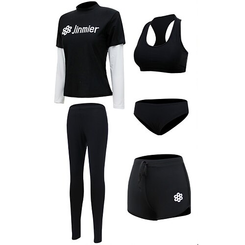 

Women's Rash Guard Rash guard Swimsuit UV Sun Protection UPF50 Breathable Long Sleeve Swimwear Bathing Suit 5-Piece Swimming Diving Surfing Water Sports Patchwork Autumn / Fall Spring Summer