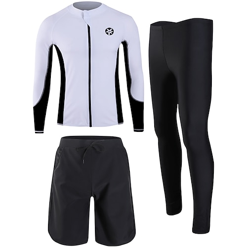 

Men's Rashguard Swimsuit Spandex Swimwear Bathing Suit UV Sun Protection UPF50 Breathable Full Body 3-Piece - Swimming Surfing Water Sports Patchwork Autumn / Fall Spring Summer / Quick Dry