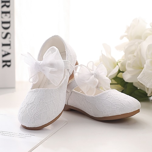 

Girls' Flats Flower Girl Shoes Lace Breathable Mesh Breathability Wedding Cute Dress Shoes Little Kids(4-7ys) Toddler(9m-4ys) Wedding Party Party & Evening Pearl Flower White Rosy Pink Fall Spring