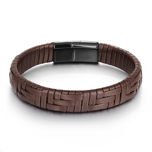 

aliexpress hot selling europeiske og amerikanske kreative lær tau rustfritt stål armbånd håndvevde stripete menns titan stål armbånd