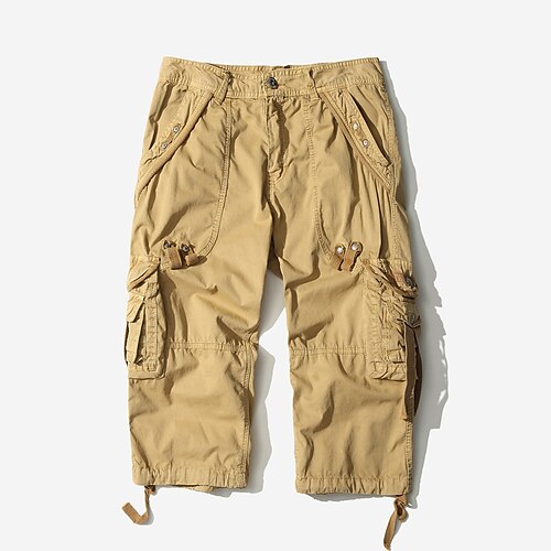 

Men's Cargo Shorts Capri shorts Multi Pocket Multiple Pockets Solid Color Comfort Breathable Calf-Length Casual Daily Fashion Streetwear Wine Army Green