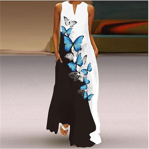 Women's Shift Dress Maxi long Dress Sleeveless Animal Print Summer Spring V Neck Classic & Timeless 2023 S M L XL XXL 3XL 4XL 5XL