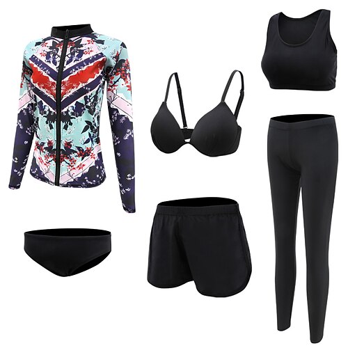 

Women's Rashguard Swimsuit UV Sun Protection UPF50 Breathable Full Body Swimwear Bathing Suit 6-Piece Swimming Surfing Water Sports Autumn / Fall Spring Summer / 6pcs / Quick Dry / Quick Dry