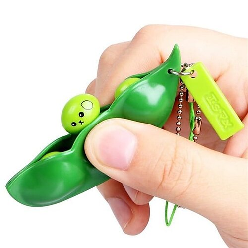 

2 stk fidget leker dekompresjon edamame leker squishy squeeze peas bønner nøkkelring søt stress voksen leke gummi gutter gave