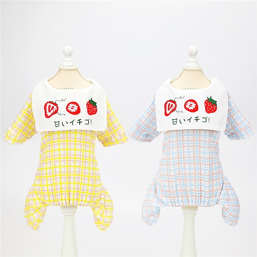 

Dog Cat Dog clothes Plaid / Check Fruit Japan and Korea Style Cute Dailywear Casual / Daily Dog Clothes Puppy Clothes Dog Outfits Breathable Yellow Blue Costume for Girl and Boy Dog Padded Fabric S M