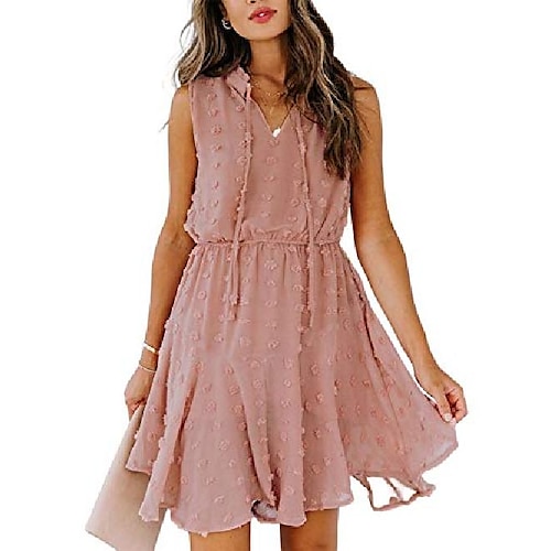 

Women's A Line Dress Knee Length Dress White Black Pink Sky Blue Dark Blue Sleeveless Solid Color Spring Summer Casual Daily 2022 S M L XL XXL