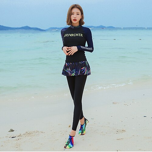 

Women's Rashguard Swimsuit Spandex Swimwear Bathing Suit UV Sun Protection UPF50 Breathable Long Sleeve 5-Piece - Swimming Surfing Water Sports Autumn / Fall Spring Summer / Quick Dry / Quick Dry