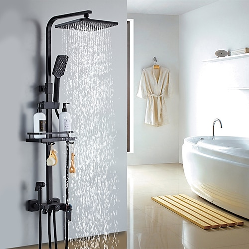 

Shower Faucet,Rainfall Shower Head System Thermostatic Mixer valve Set - Handshower Included pullout Rainfall Shower Contemporary Antique Painted Finishes Mount Inside Ceramic Valve Bath Shower