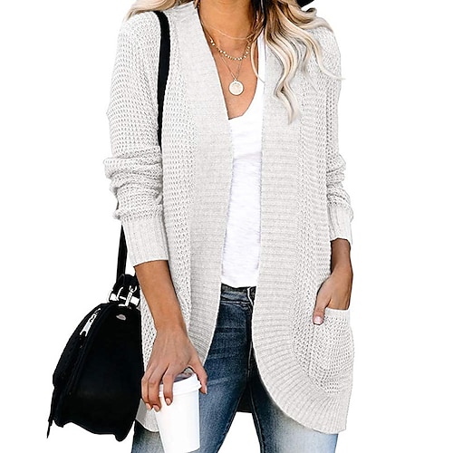 

Per donna Giacca sportiva Traspirante Comodo Esterno Da tutti i giorni Da mare Per uscire Tasche Lavorato a maglia Cardigan Collo Attivo Giornaliero Informale Comodo Tinta unica Standard Capispalla
