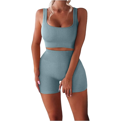 

Women's Yoga Suit Yoga Set 2 Piece Tie Dye Clothing Suit dark brown Water Blue Yoga Fitness Running Breathable Moisture Wicking Sport Activewear High Elasticity / Athletic / Athleisure