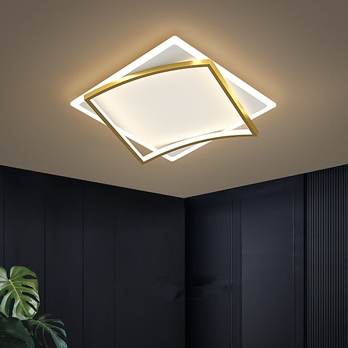 

LED Ceiling Light Square Design Black Gold Includes Diimmable Version 45/55/65 cm Geometric Shapes Flush Mount Lights Aluminum Artistic Style Modern Style Stylish Painted Finishes Artistic 110-120V 220-240V