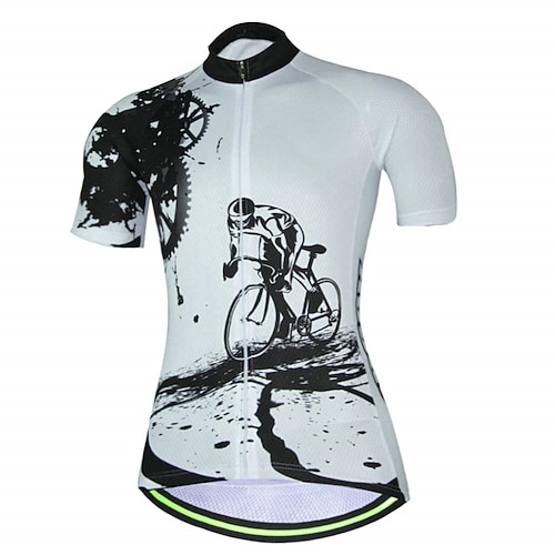 

21Grams Women's Cycling Jersey Short Sleeve Bike Jersey Top with 3 Rear Pockets Mountain Bike MTB Breathable Quick Dry Moisture Wicking Back Pocket White Gear Graffiti Sports Clothing Apparel